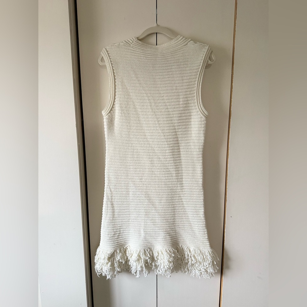NWOT Zara CHECK KNIT FRINGED DRESS Textured Coverup Wedding Bachelorette Bridal - Picture 7 of 8